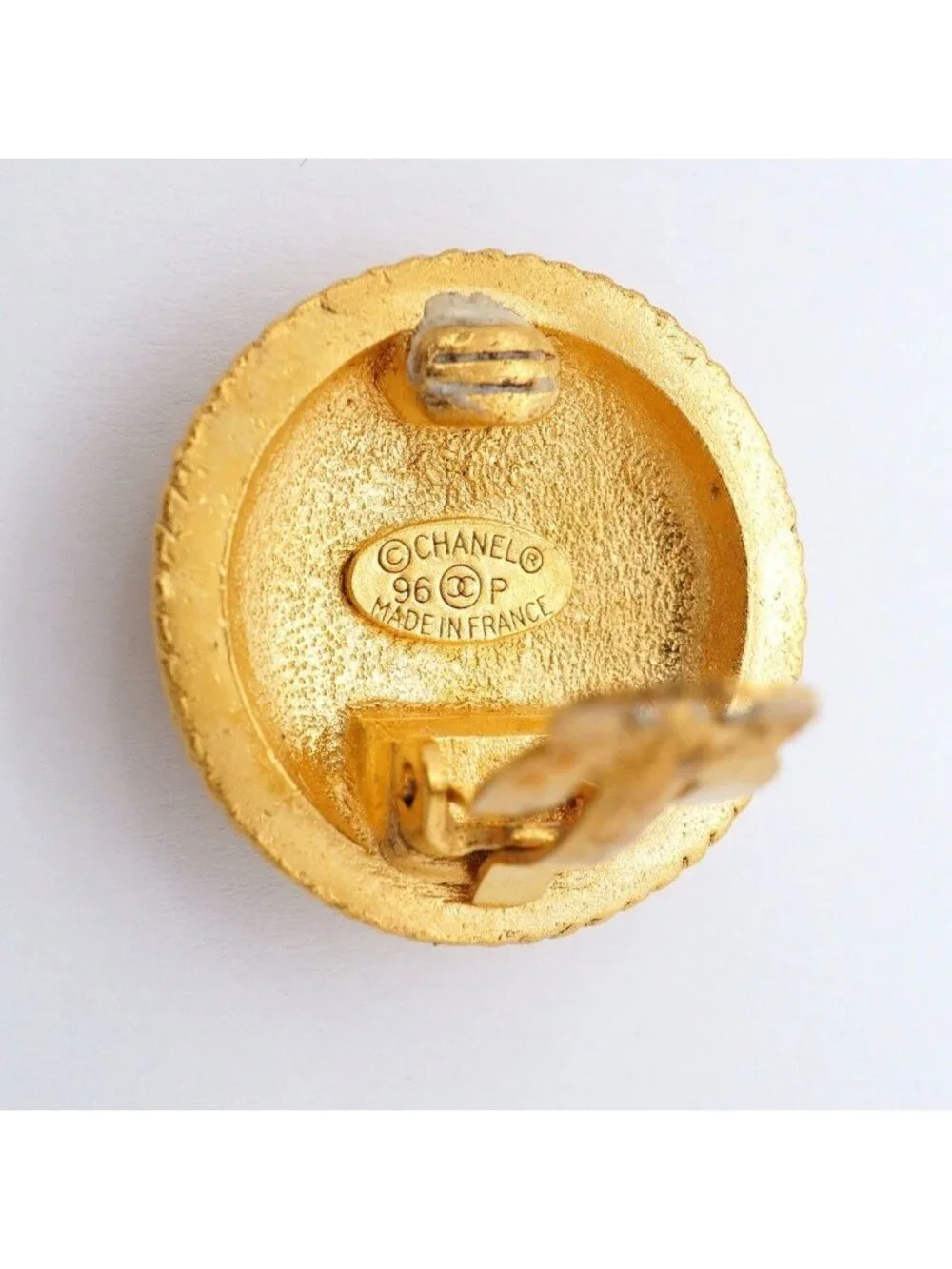 Chanel Earrings Vintage CC Logo Round